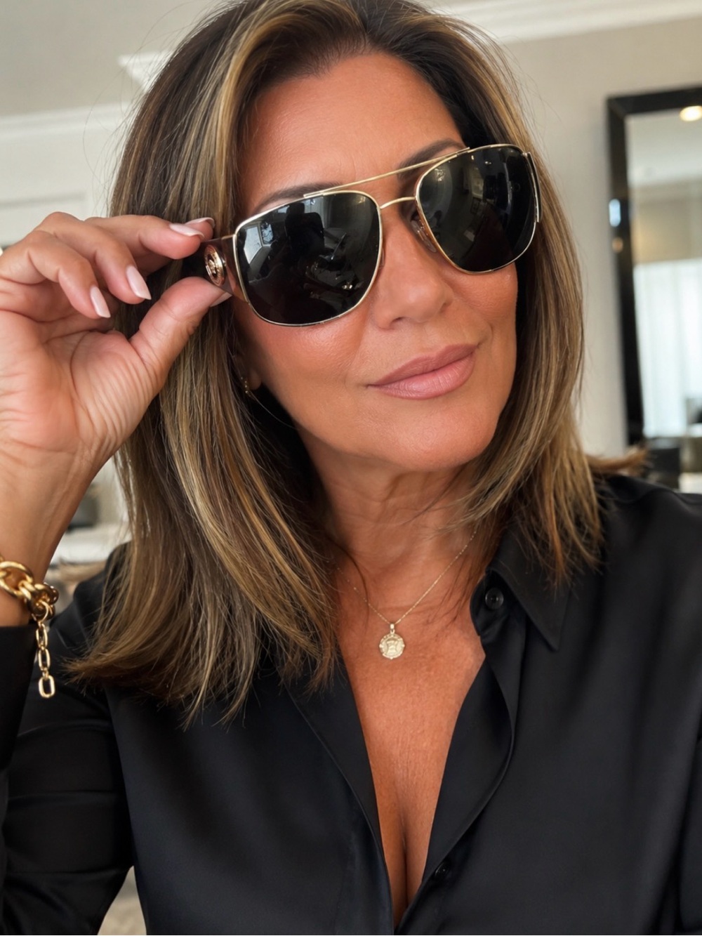 Versace Medusa Aviator Sunglasses Gold Black Italy Unisex